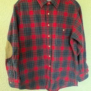 Men's Vintage Pendleon Wool Flannel Plaid Shirt with Elbow Pads